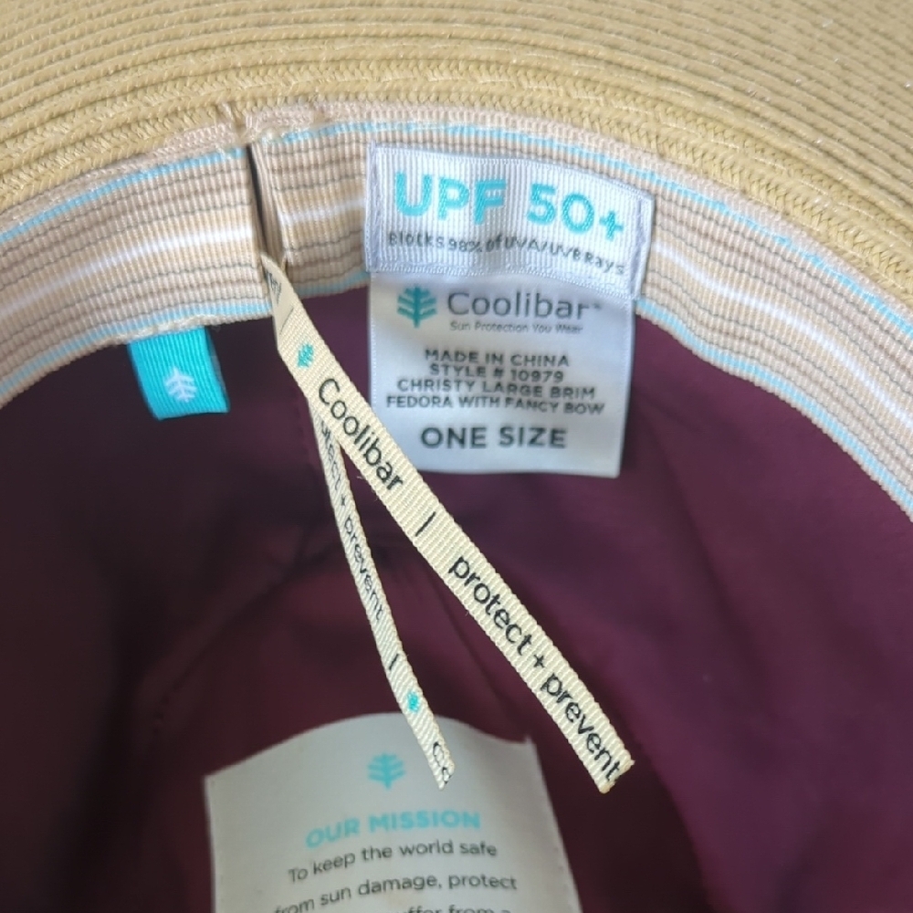 Coolibar Tan Sun Hat with Purple Band - Picture 5 of 5